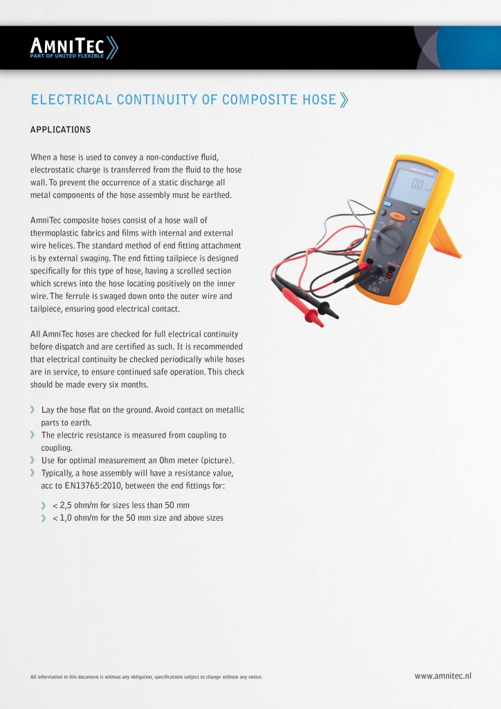 Electrical Continuity of Composite Hose | AmniTec B.V.